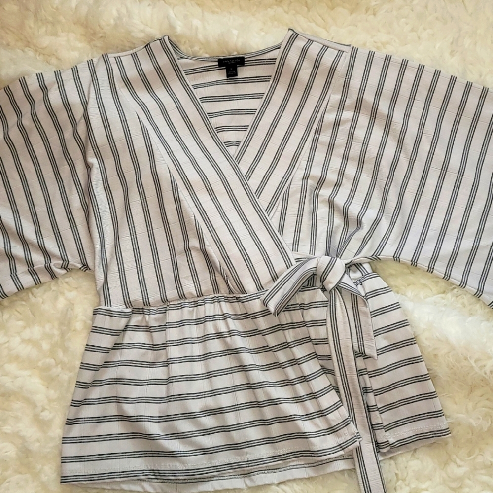 Black and white striped blouse